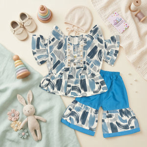 Girls' Abstract Peplum Kurta & Gharara Set