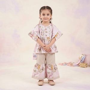 Girls' Abstract Peplum Kurta & Gharara Set