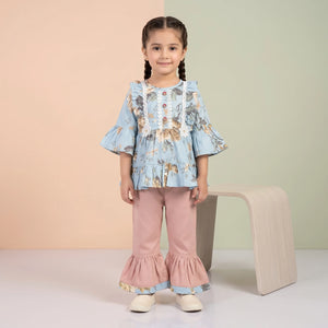 Girls' Floral Peplum Kurta & Gharara Set