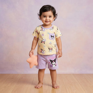 Girls' Cartoon Character Tee & Shorts Set