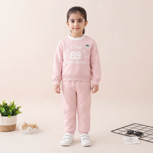 DKNY NYC 89 Winter Fleece Sweatshirt & Jogger Set - baby pink