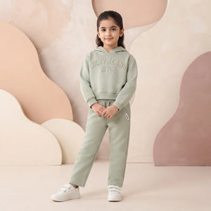 DKNY Fleece Hoodie & Jogger Set - olive green