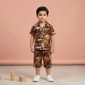 Boys' Geometric Print Shirt & Shorts Set