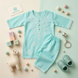 Girls' Embroidered Kurta & Trouser Set