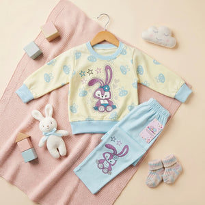 Girls' Cute Bunny Character Sweatshirt and Joggers Set