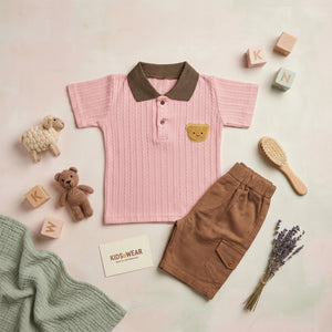 Boys' Bear Patch Polo & Cargo Shorts Set
