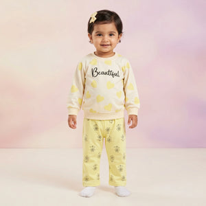 Girls' Beautiful Heart Tee & Floral Trousers Set