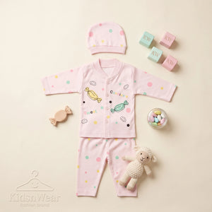 Baby Candy Print Romper & Beanie Set