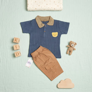 Boys' Bear Patch Polo & Cargo Shorts Set