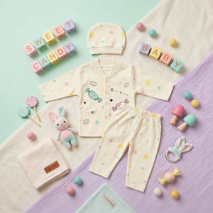 Baby Candy Print Romper & Beanie Set
