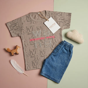 Boys' Monogram Graphic Tee & Denim Shorts Set