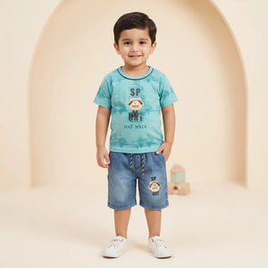 Boys' Tie-Dye Tee & Denim Shorts Set