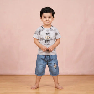 Boys' Tie-Dye Tee & Denim Shorts Set