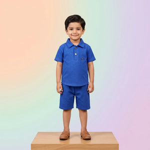 Boys' Monogram Embossed Premium Polo Shirt and Shorts Set
