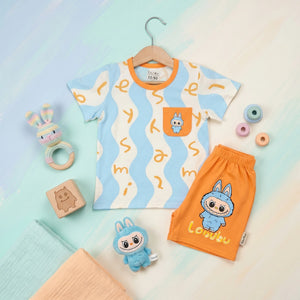 Boys' Wave Print Tee & Shorts Set