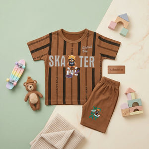 Boys' Skater Bear Stripe Set
