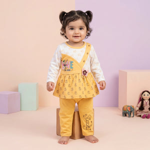 Love Print Premium Cotton Baby Girl Frock & Pants Set