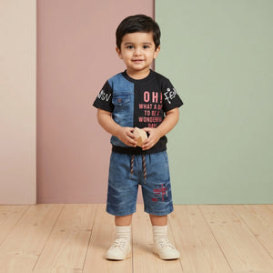 Boys' Graphic Tee & Denim Shorts Set