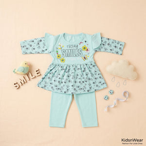 Today Smiles Premium Cotton Baby Girl Frock & Pants Set