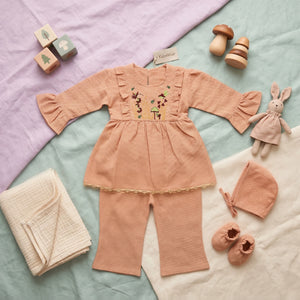 Baby Girls' Embroidered Peplum & Trouser Set