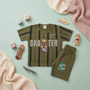 Boys' Skater Bear Stripe Set