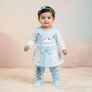 KidsnWear Meow Collection Baby Girl Frock & Pajama Set