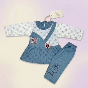 Love Print Premium Cotton Baby Girl Frock & Pants Set