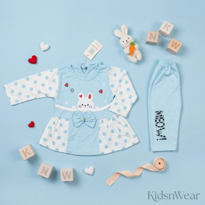 KidsnWear Meow Collection Baby Girl Frock & Pajama Set