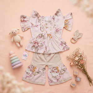 Girls' Abstract Peplum Kurta & Gharara Set