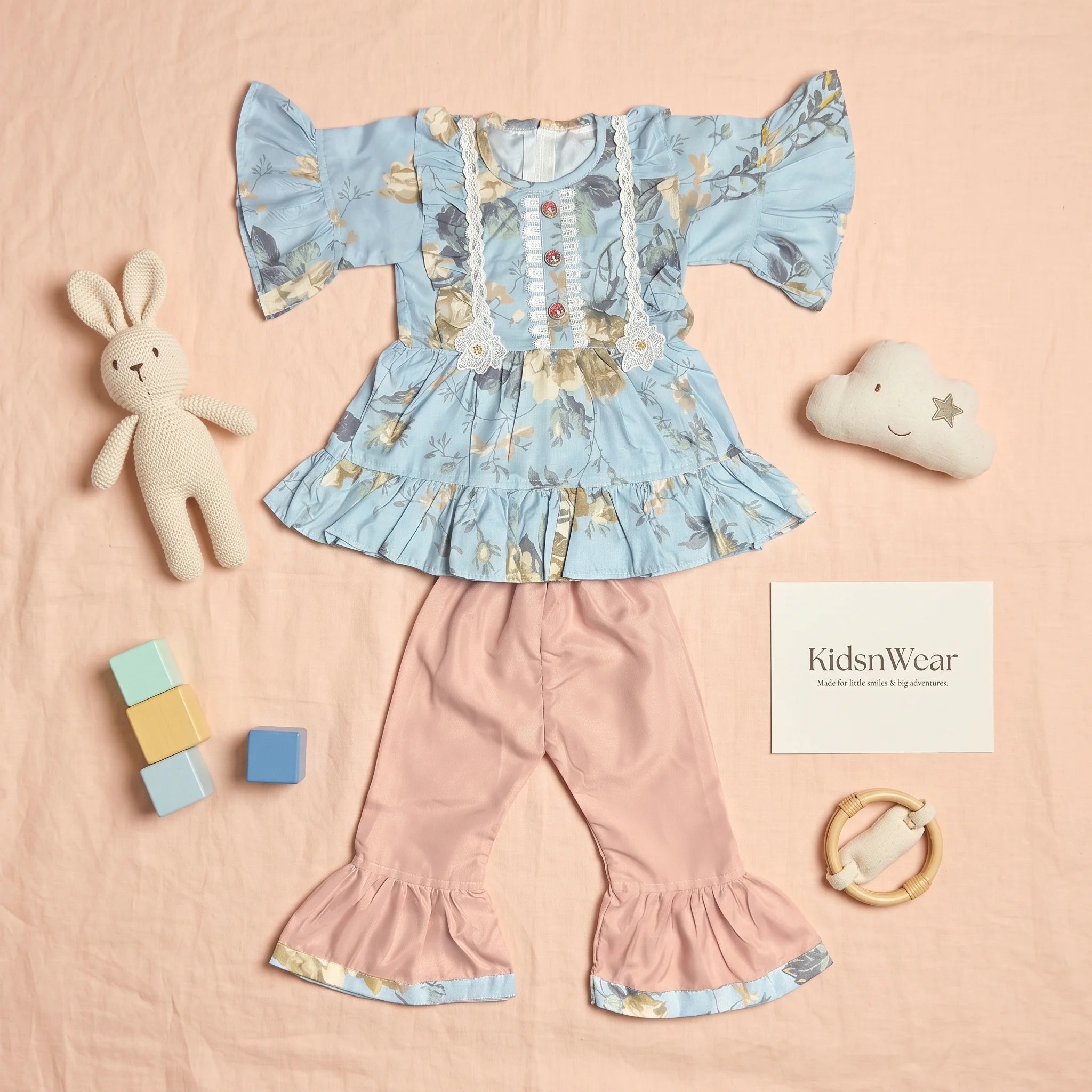 Girls' Floral Peplum Kurta & Gharara Set
