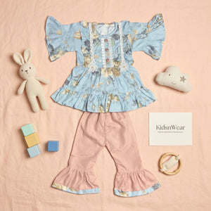 Girls' Floral Peplum Kurta & Gharara Set