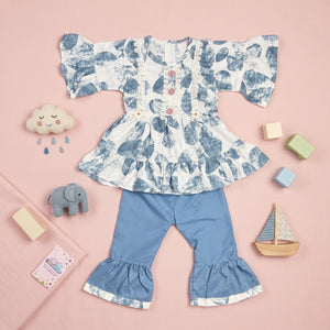 Girls' Floral Peplum Kurta & Gharara Set