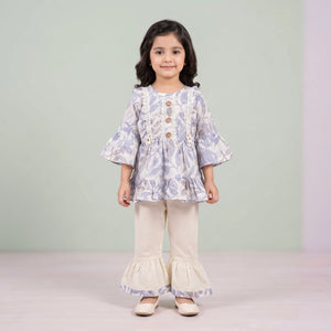 Girls' Floral Peplum Kurta & Gharara Set