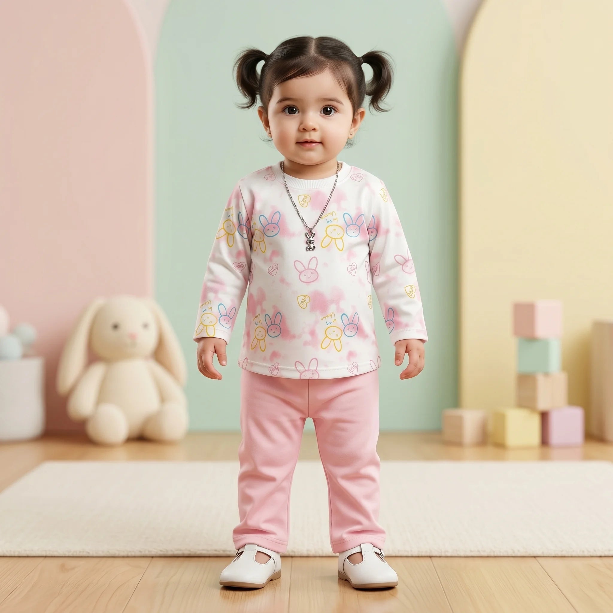 Girls' Bunny Top & Trouser Set