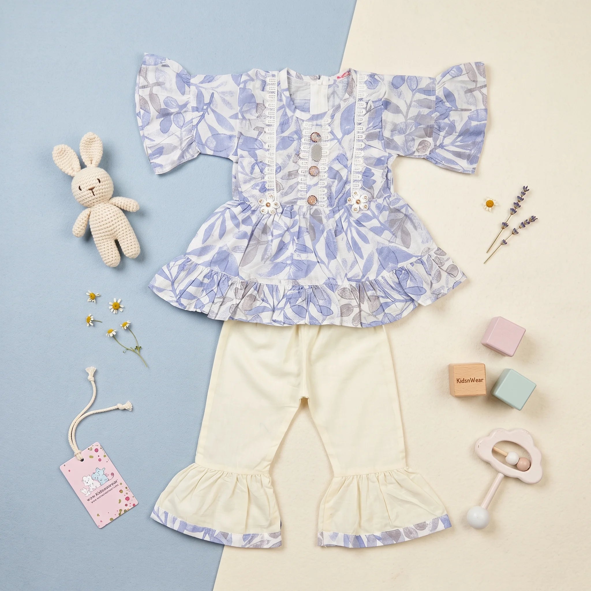 Girls' Floral Peplum Kurta & Gharara Set