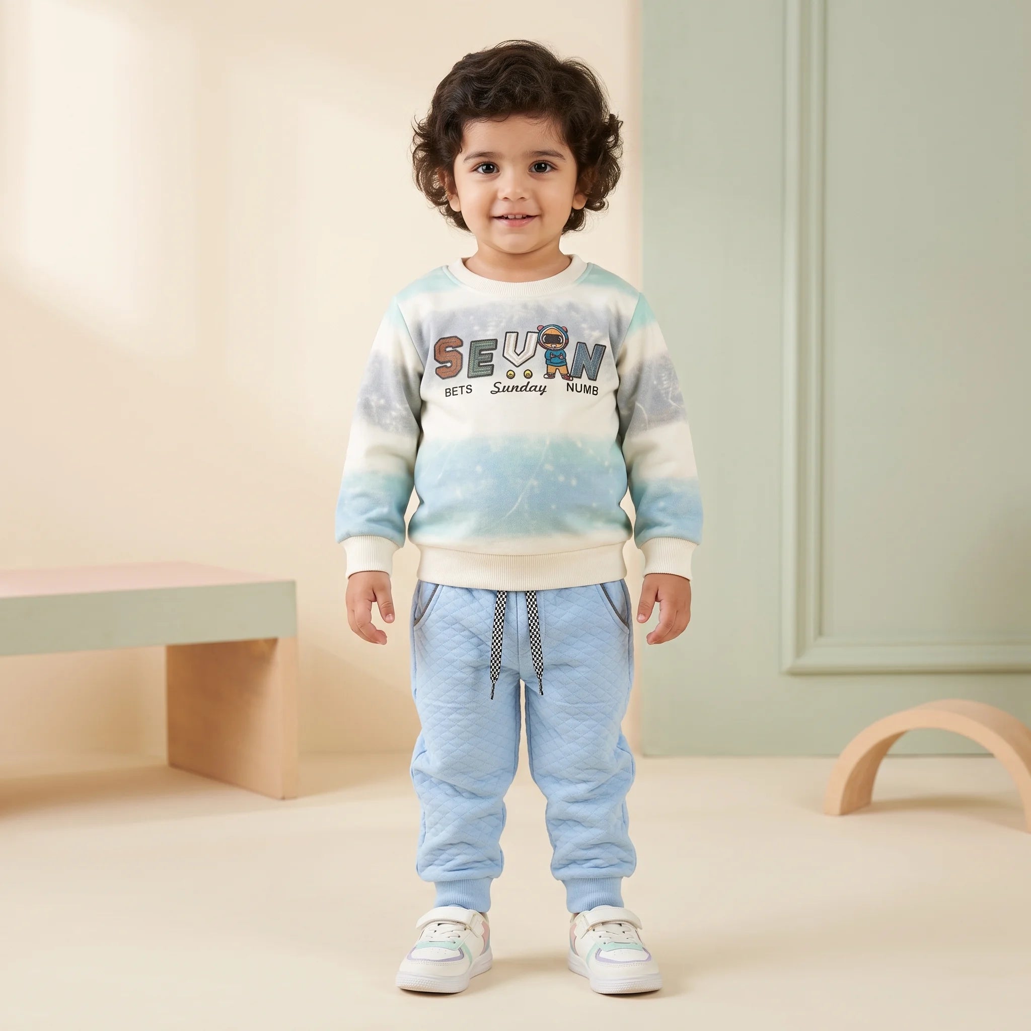 Premium Kids Winter Tie-Dye Sweatshirt & Quilted Jogger Set