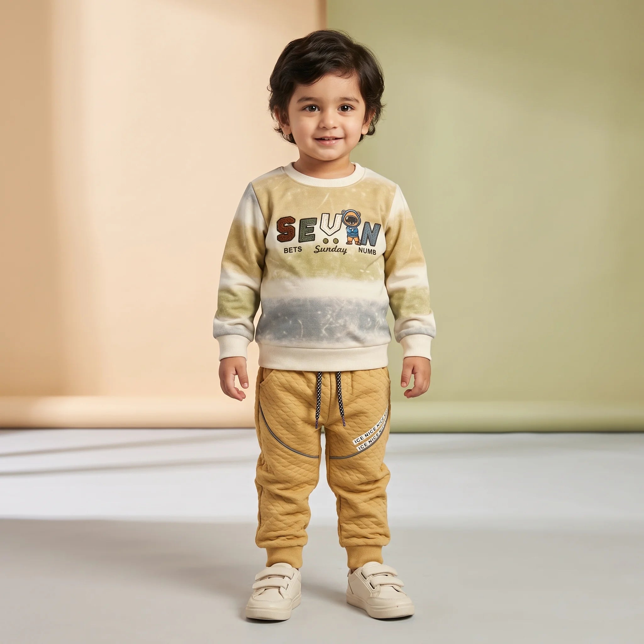 Premium Kids Winter Tie-Dye Sweatshirt & Quilted Jogger Set