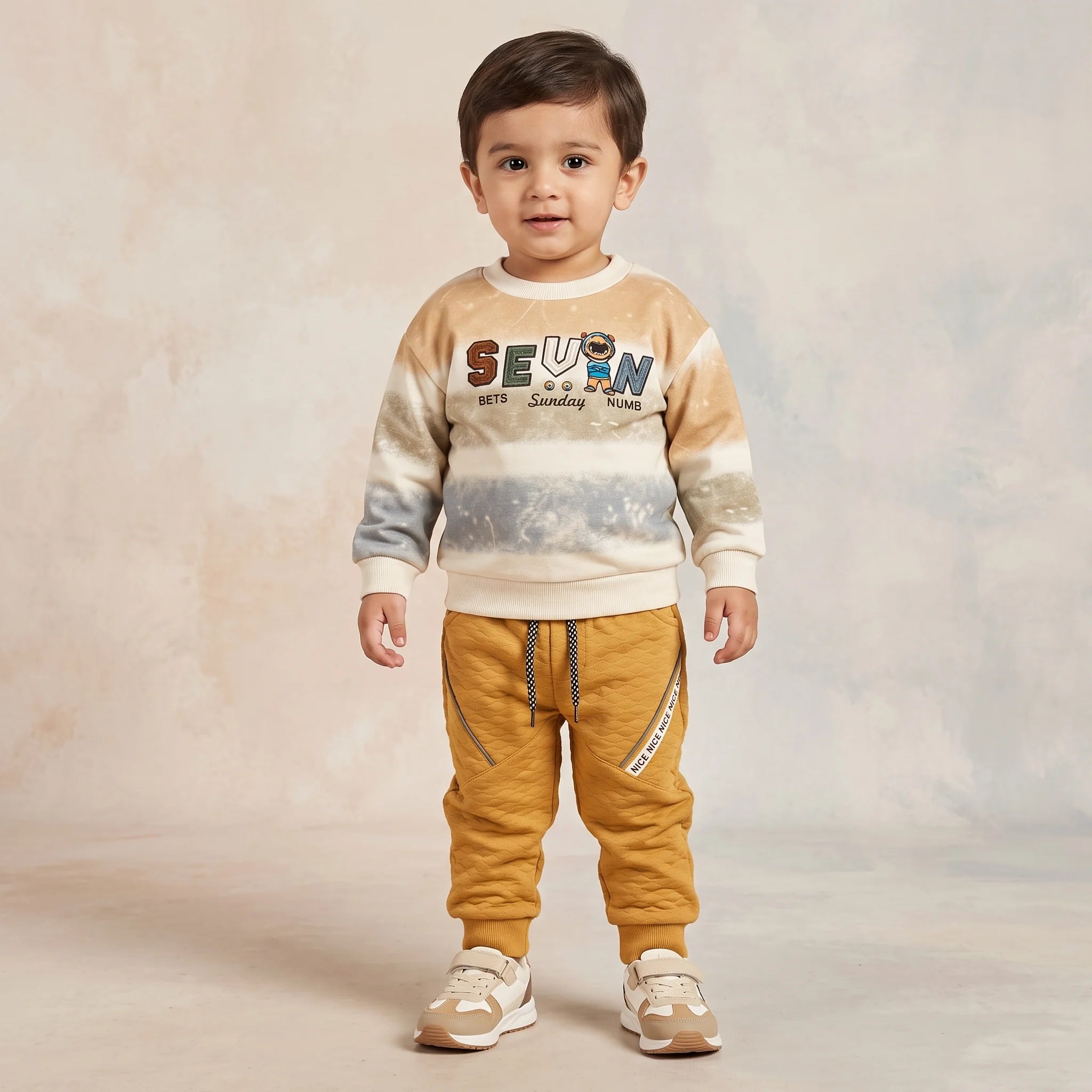Premium Kids Winter Tie-Dye Sweatshirt & Quilted Jogger Set