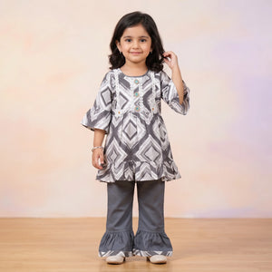 Girls' Floral Peplum Kurta & Gharara Set