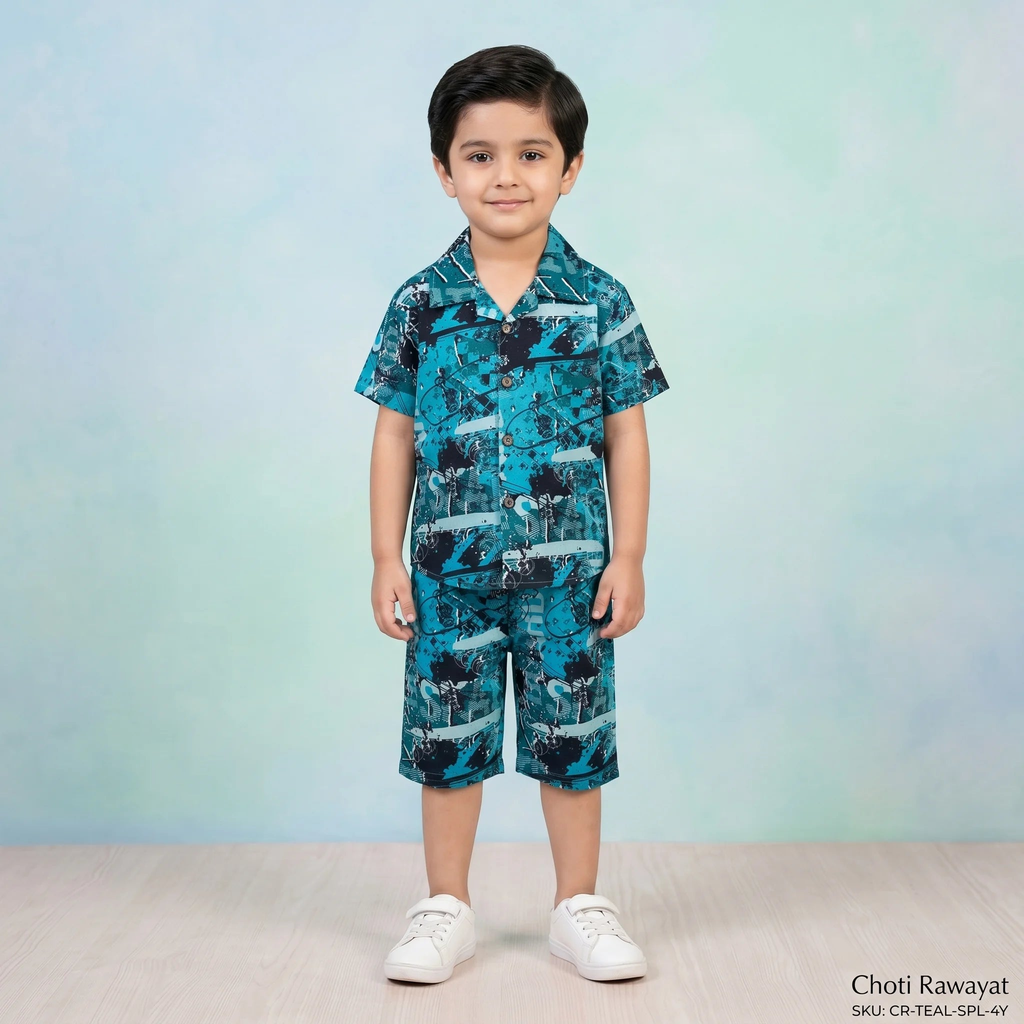 Boys' Geometric Print Shirt & Shorts Set