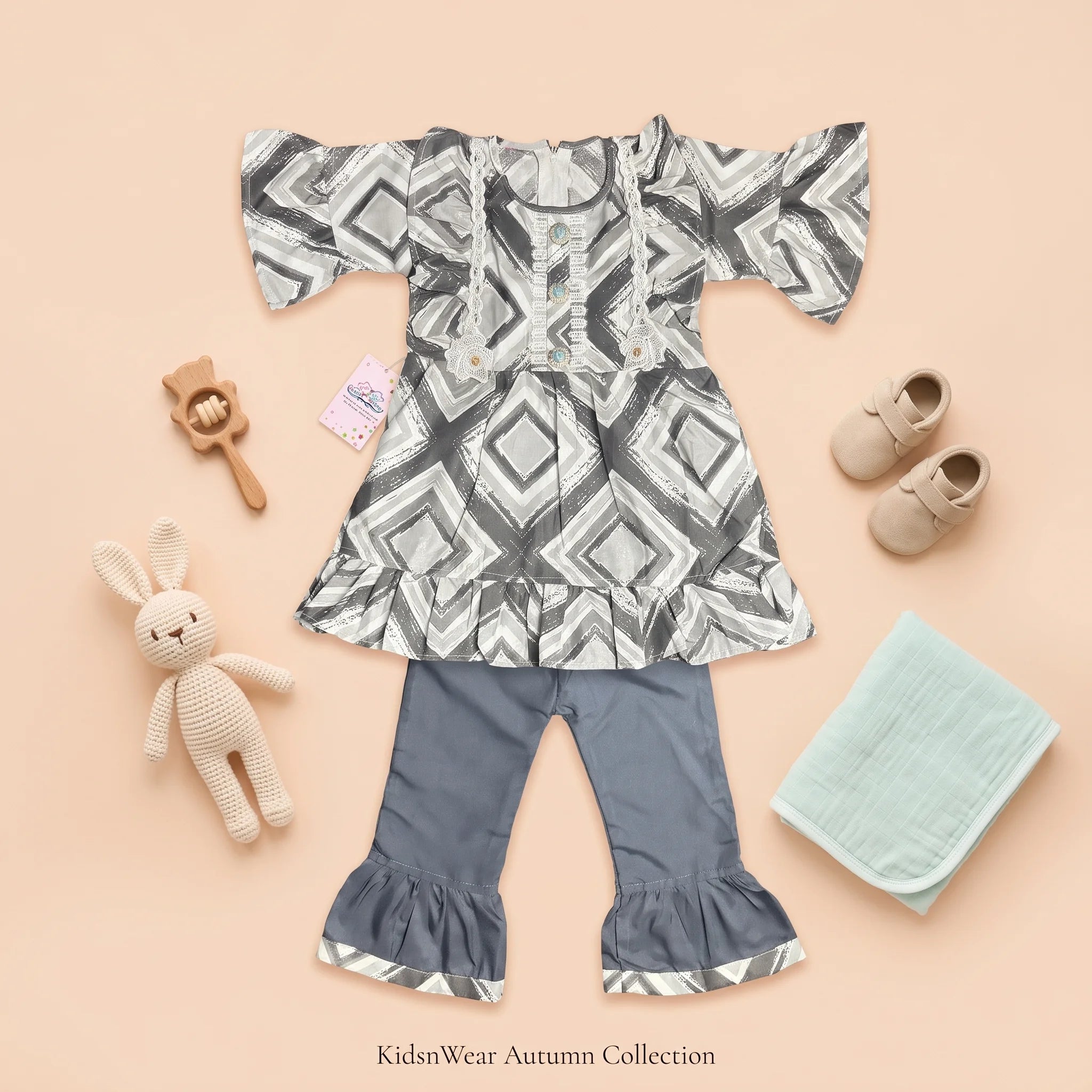 Girls' Floral Peplum Kurta & Gharara Set