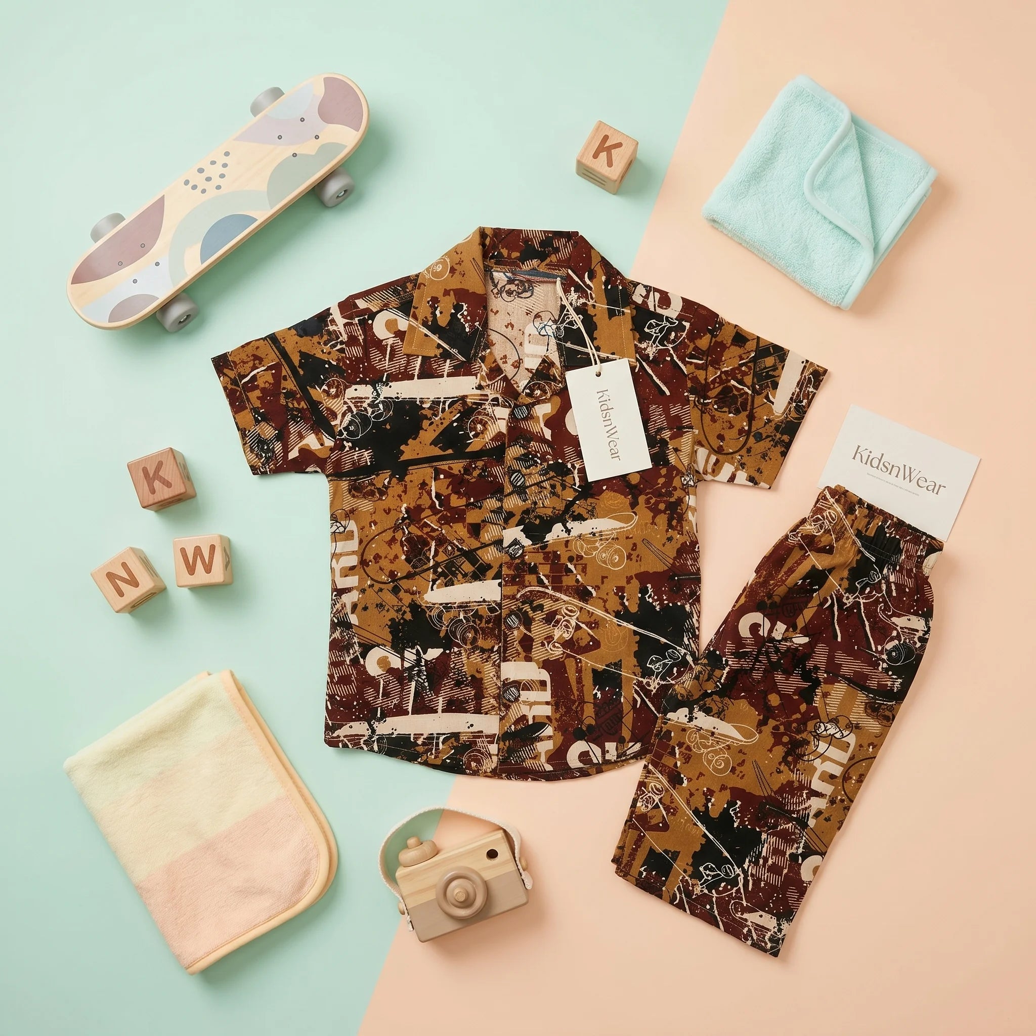 Boys' Geometric Print Shirt & Shorts Set