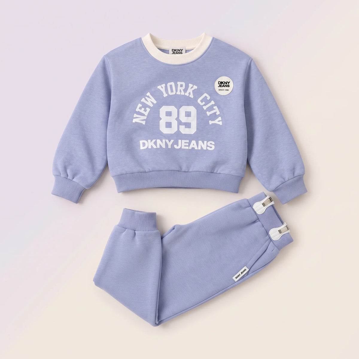 DKNY NYC 89 Winter Fleece Sweatshirt & Jogger Set - lavender blue