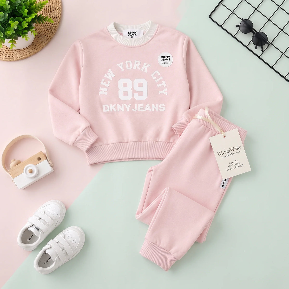 DKNY NYC 89 Winter Fleece Sweatshirt & Jogger Set - graphic detail