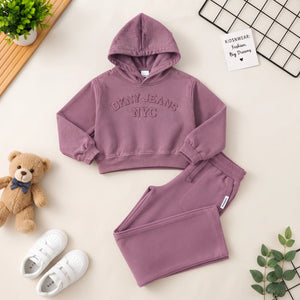 DKNY Fleece Hoodie & Jogger Set - dusty purple