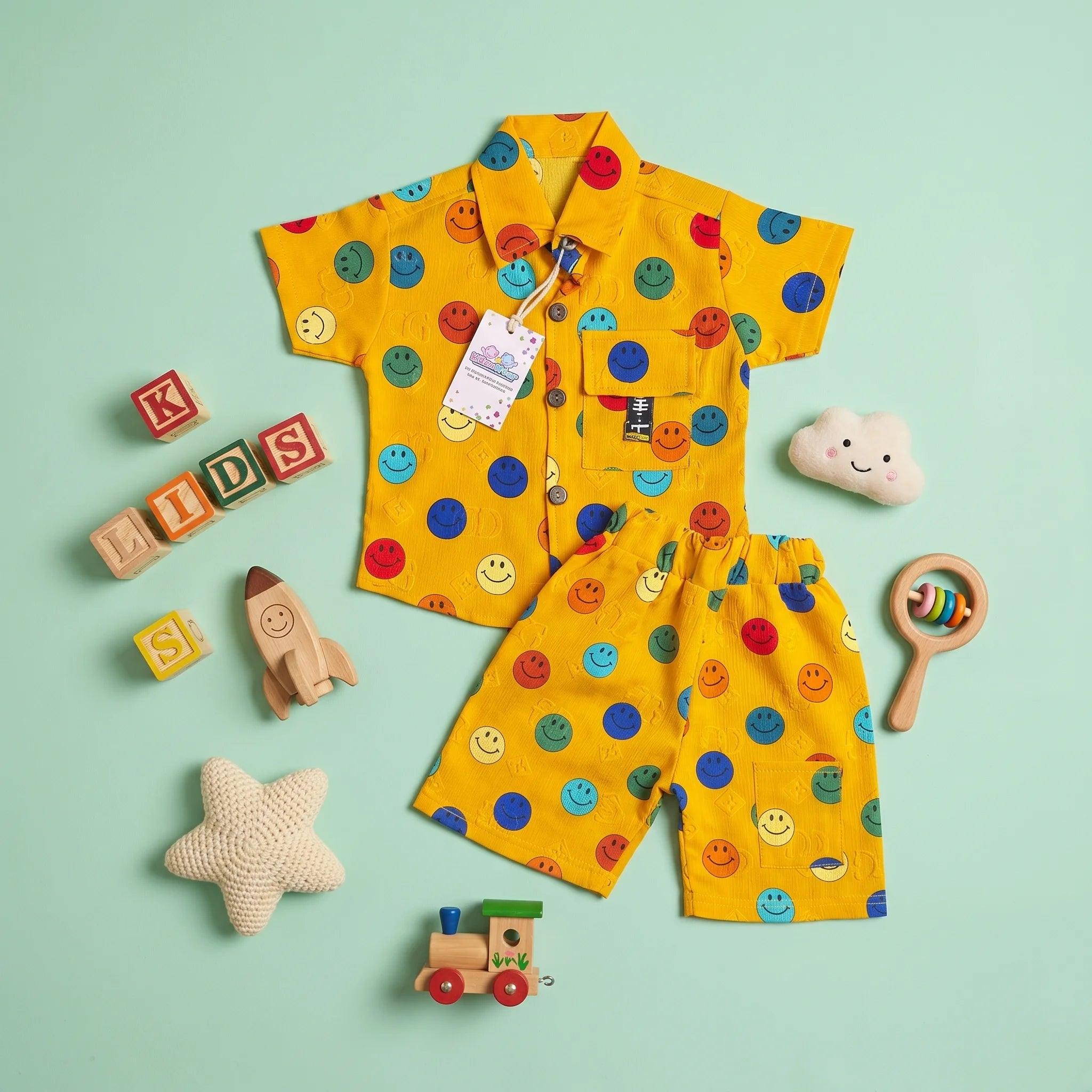 Boys' Smiley Print Shirt & Shorts Set
