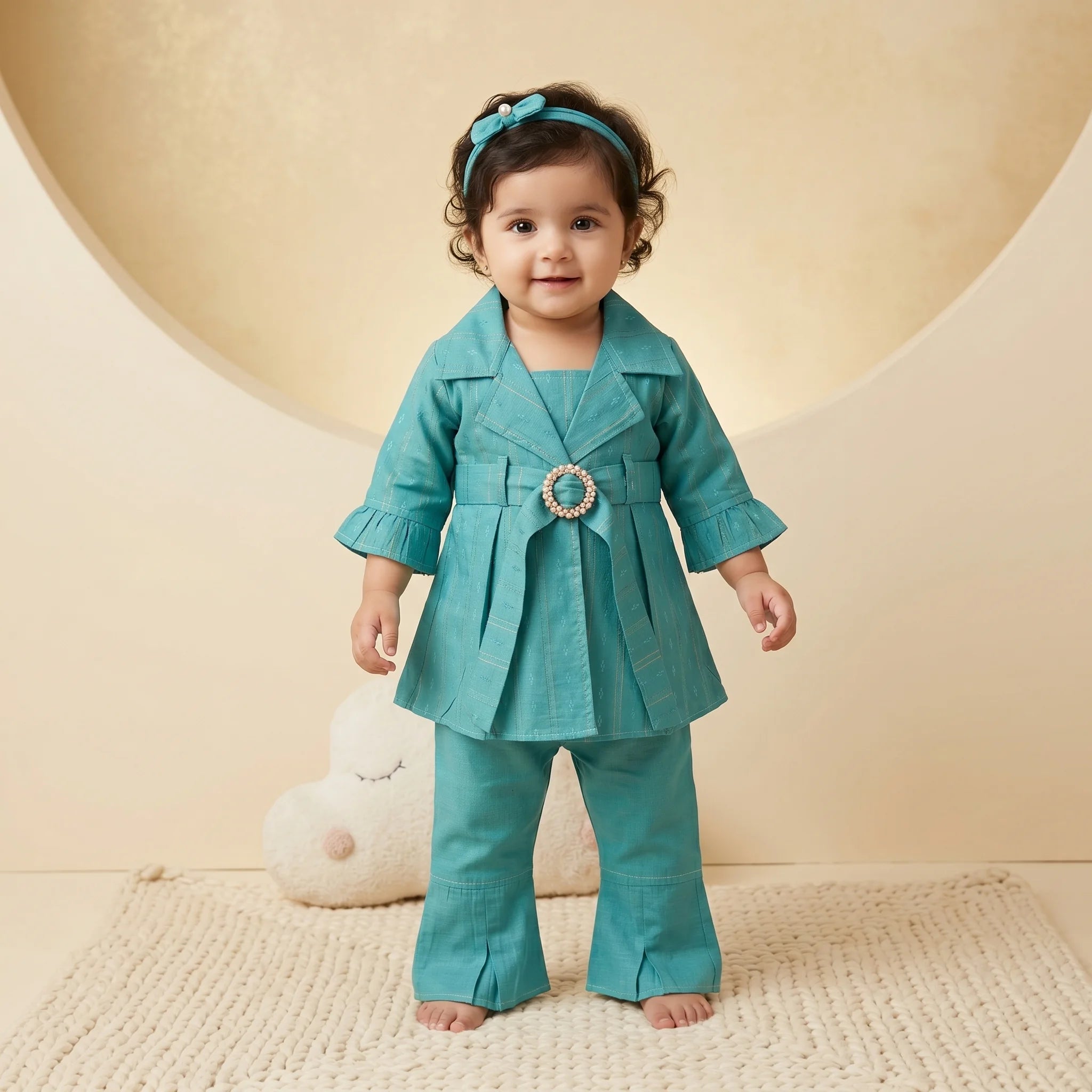 Girls' Belted Tunic & Bell-Bottom Set