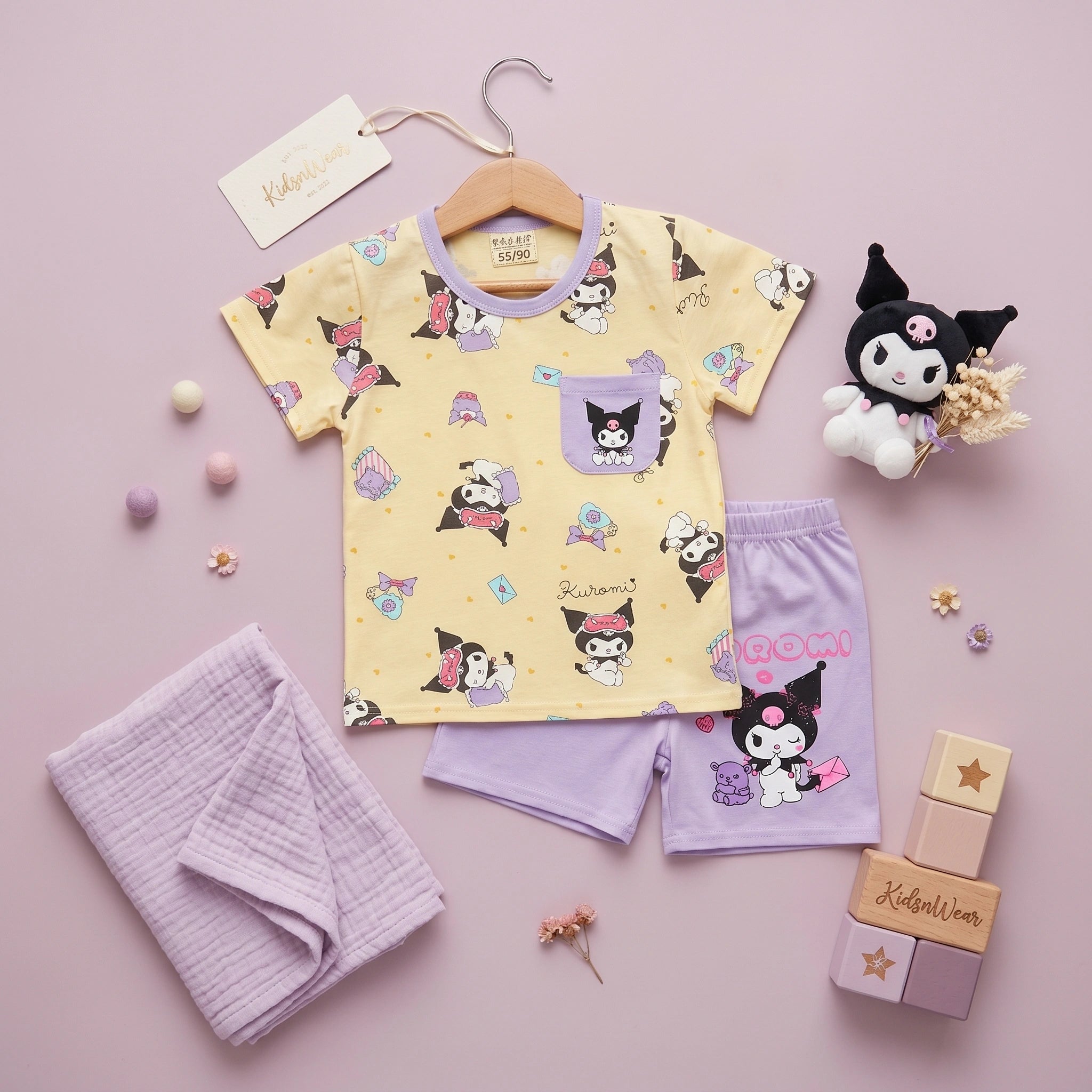 Girls' Cartoon Character Tee & Shorts Set