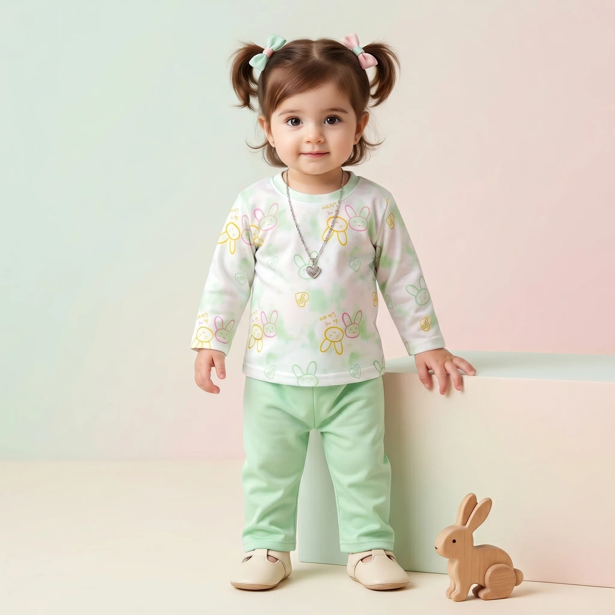 Girls' Bunny Top & Trouser Set