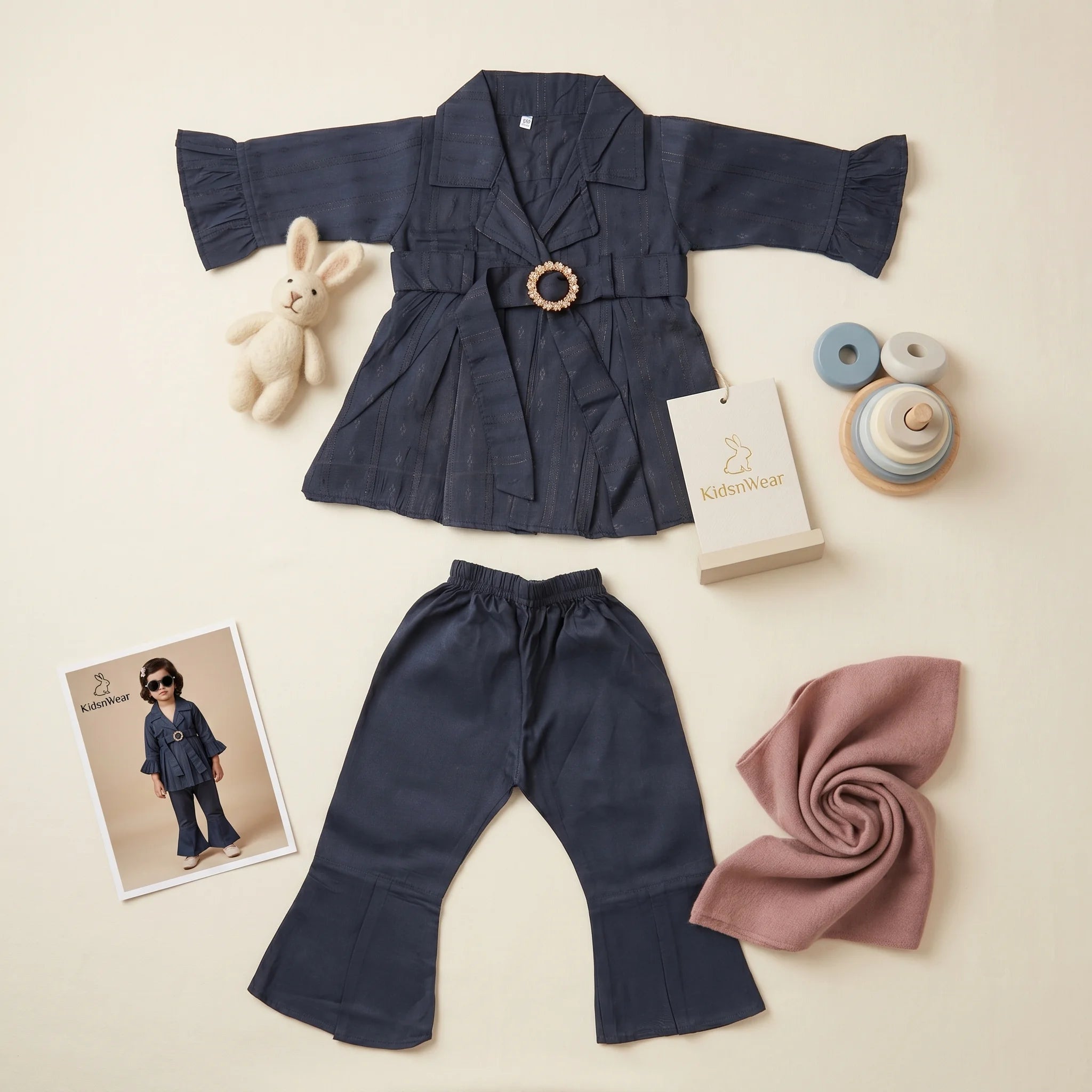 Girls' Belted Tunic & Bell-Bottom Set